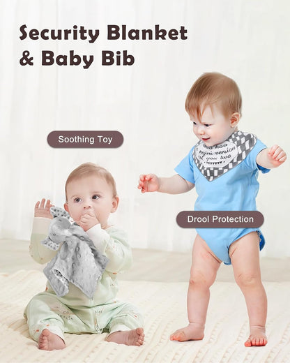 LittleMaylah™ Baby Gift Set for Boys Girls, 14PCS Baby Shower Gifts, Neutral Newborn Gifts Basket with Baby Blanket, Wooden Monthly Milestone Cards, Elephant Security Blanket (Grey, 14pcs)