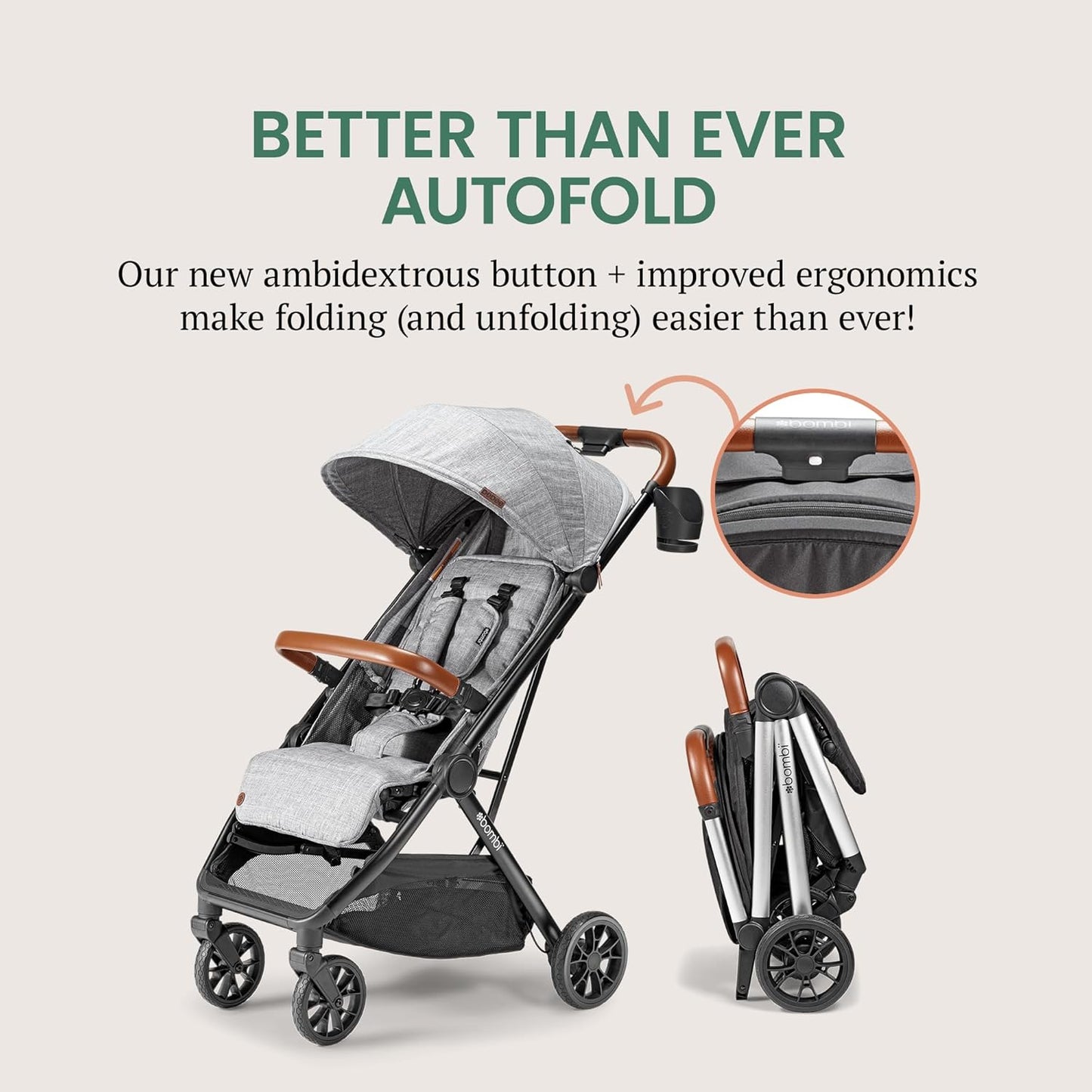 LittleMaylah™  Lightweight Baby Stroller - Premium Vegan Leather, One-Hand Fold, Infinite Recline, Aircraft-Grade Aluminum Frame, XXL Canopy, and Ample Storage Umbrella Stroller - Hickory