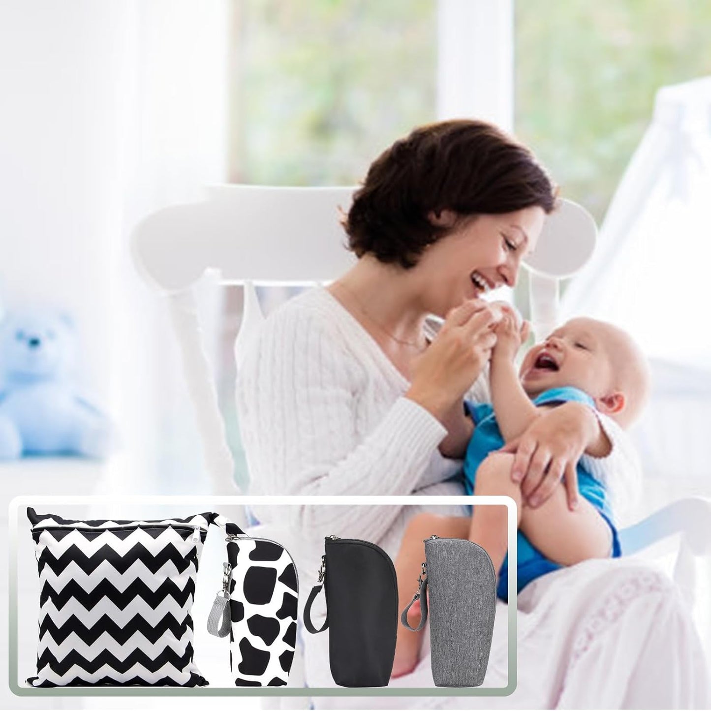 2pcs Insulated Baby Bottle Bags, Portable Breastmilk Storage Tote Thermal Feeding Pouch Holder Travel Carrier, Heat Preservation and Cold Preservation (2 Bottle Bags)