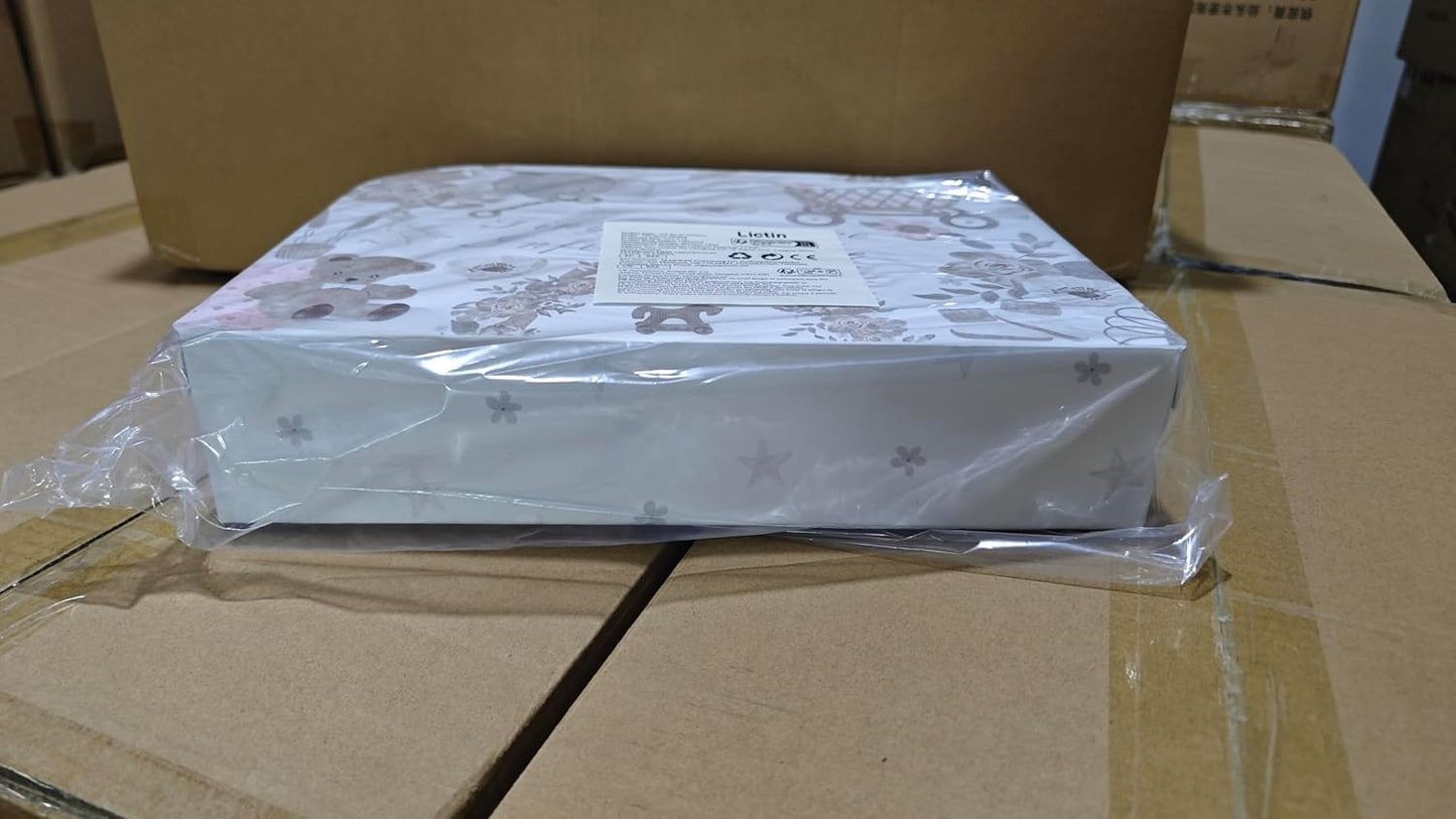 LittleMaylah™ Baby Gift Set for Boys Girls, 14PCS Baby Shower Gifts, Neutral Newborn Gifts Basket with Baby Blanket, Wooden Monthly Milestone Cards, Elephant Security Blanket (Grey, 14pcs)