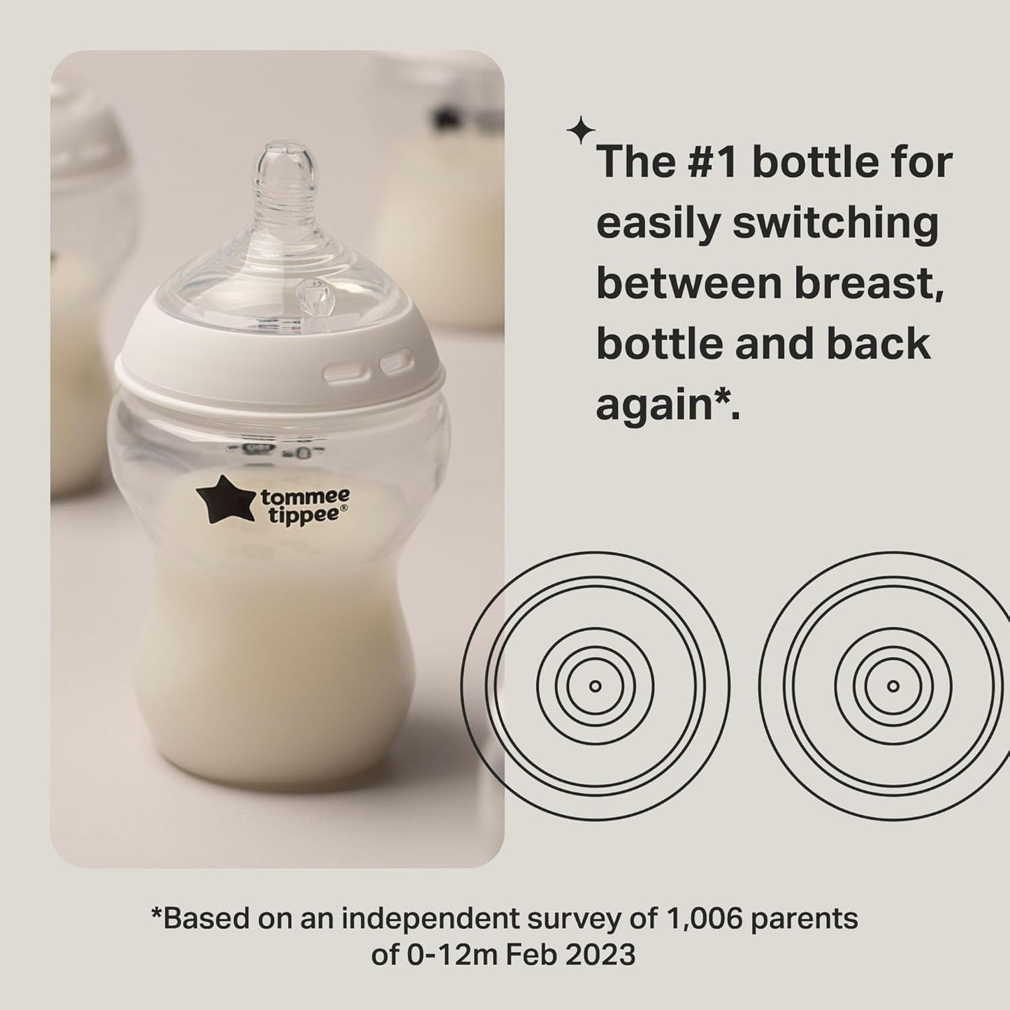 Tommee Tippee Natural Start Baby Bottles for 0m+, Pack of 3 260ml Baby Bottles, with Slow Flow Breast-Like Teat for a Natural Latch, Self-Sterilising and BPA Free, Baby Feeding Essentials