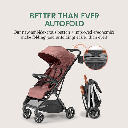 LittleMaylah™  Lightweight Baby Stroller - Premium Vegan Leather, One-Hand Fold, Infinite Recline, Aircraft-Grade Aluminum Frame, XXL Canopy, and Ample Storage Umbrella Stroller - Hickory
