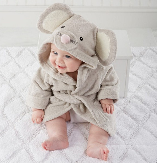 LittleMaylah™ Cartoon Cute Animal Modeling  Baby Bathrobes Cotton Children's Bathrobes Baby Hooded