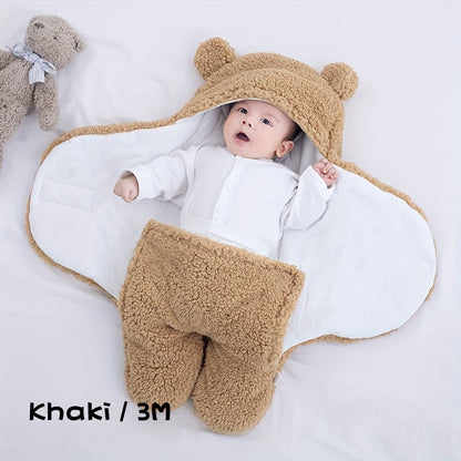 LittleMaylah™ Winter Baby Sleeping Bag – Bear Print Nap Mat with Removable Pillow (0–10 Months)