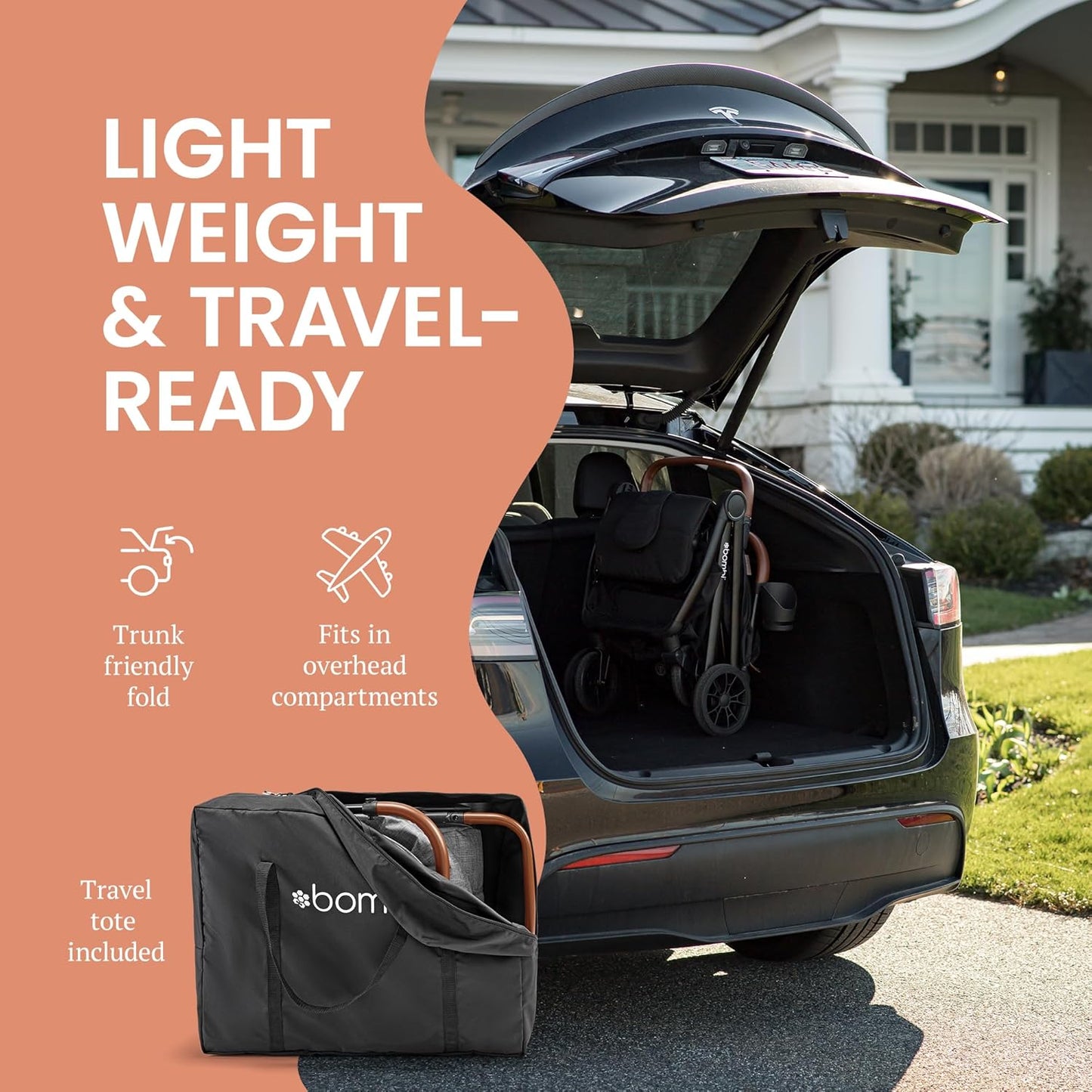 LittleMaylah™  Lightweight Baby Stroller - Premium Vegan Leather, One-Hand Fold, Infinite Recline, Aircraft-Grade Aluminum Frame, XXL Canopy, and Ample Storage Umbrella Stroller - Hickory