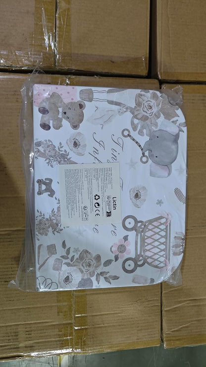 LittleMaylah™ Baby Gift Set for Boys Girls, 14PCS Baby Shower Gifts, Neutral Newborn Gifts Basket with Baby Blanket, Wooden Monthly Milestone Cards, Elephant Security Blanket (Grey, 14pcs)