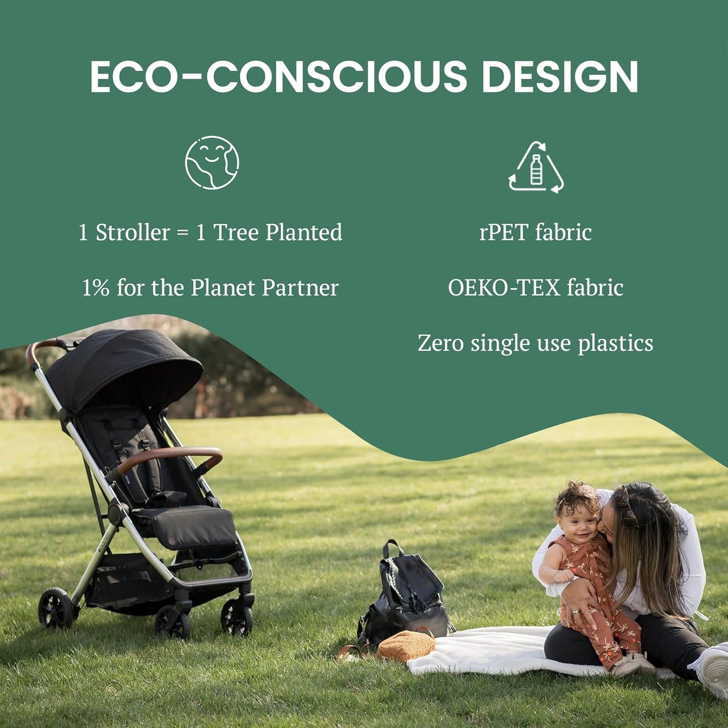 LittleMaylah™  Lightweight Baby Stroller - Premium Vegan Leather, One-Hand Fold, Infinite Recline, Aircraft-Grade Aluminum Frame, XXL Canopy, and Ample Storage Umbrella Stroller - Hickory