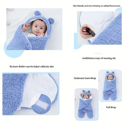 LittleMaylah™ Winter Baby Sleeping Bag – Bear Print Nap Mat with Removable Pillow (0–10 Months)