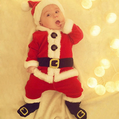 LittleMaylah™ Baby Santa Christmas 4PCS Outfit Set