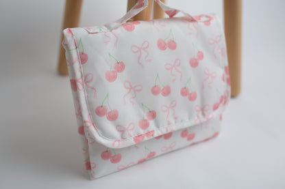 Baby Changing Mat - Bow Cherry