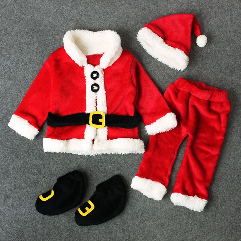 LittleMaylah™ Baby Santa Christmas 4PCS Outfit Set