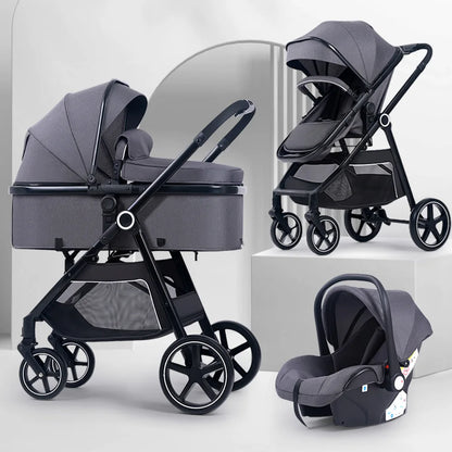 LittleMaylah™ 3-in-1 Baby Stroller & Car Seat Travel System – Luxury Kinderwagen Pram with Carriage