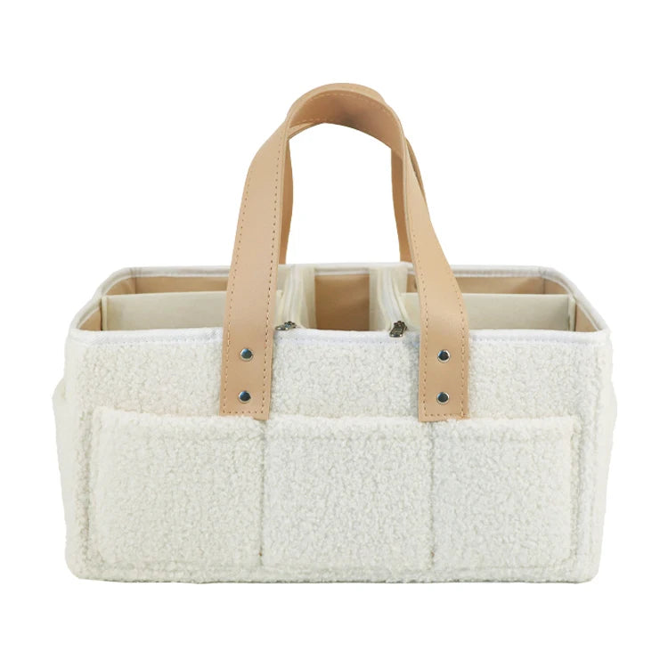 LittleMaylah™ Large Teddy Velvet Baby Diaper Caddy