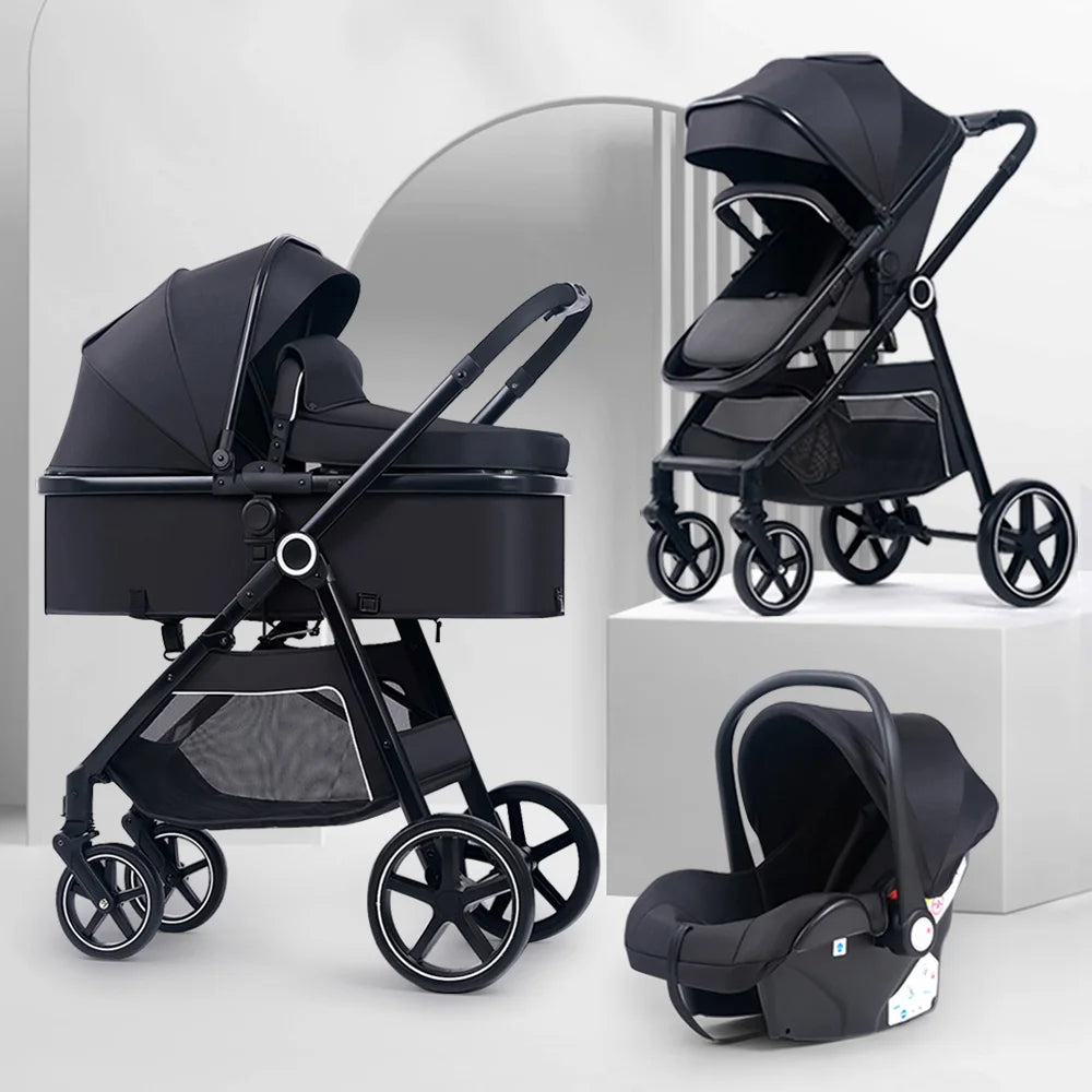 LittleMaylah™ 3-in-1 Baby Stroller & Car Seat Travel System – Luxury Kinderwagen Pram with Carriage