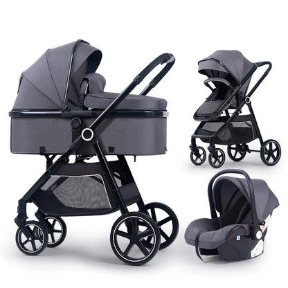 LittleMaylah™ 3-in-1 Baby Stroller & Car Seat Travel System – Luxury Kinderwagen Pram with Carriage