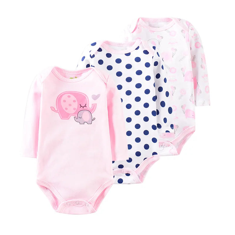 LittleMaylah™ 3-Piece Baby Jumpsuit Set – Long Sleeve Cotton Bodysuits for Newborns & Toddlers