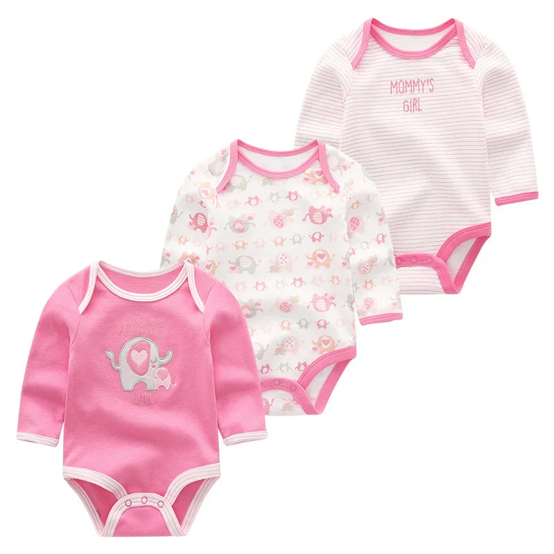 LittleMaylah™ 3-Piece Baby Jumpsuit Set – Long Sleeve Cotton Bodysuits for Newborns & Toddlers
