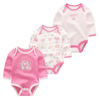 LittleMaylah™ 3-Piece Baby Jumpsuit Set – Long Sleeve Cotton Bodysuits for Newborns & Toddlers