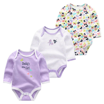 LittleMaylah™ 3-Piece Baby Jumpsuit Set – Long Sleeve Cotton Bodysuits for Newborns & Toddlers