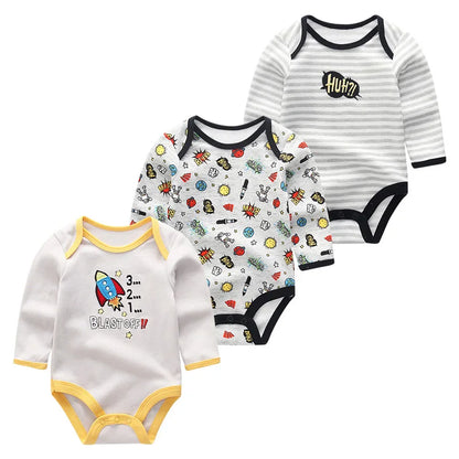 LittleMaylah™ 3-Piece Baby Jumpsuit Set – Long Sleeve Cotton Bodysuits for Newborns & Toddlers
