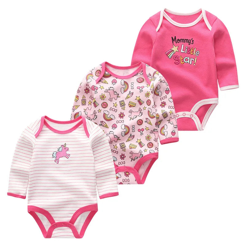LittleMaylah™ 3-Piece Baby Jumpsuit Set – Long Sleeve Cotton Bodysuits for Newborns & Toddlers