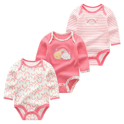 LittleMaylah™ 3-Piece Baby Jumpsuit Set – Long Sleeve Cotton Bodysuits for Newborns & Toddlers