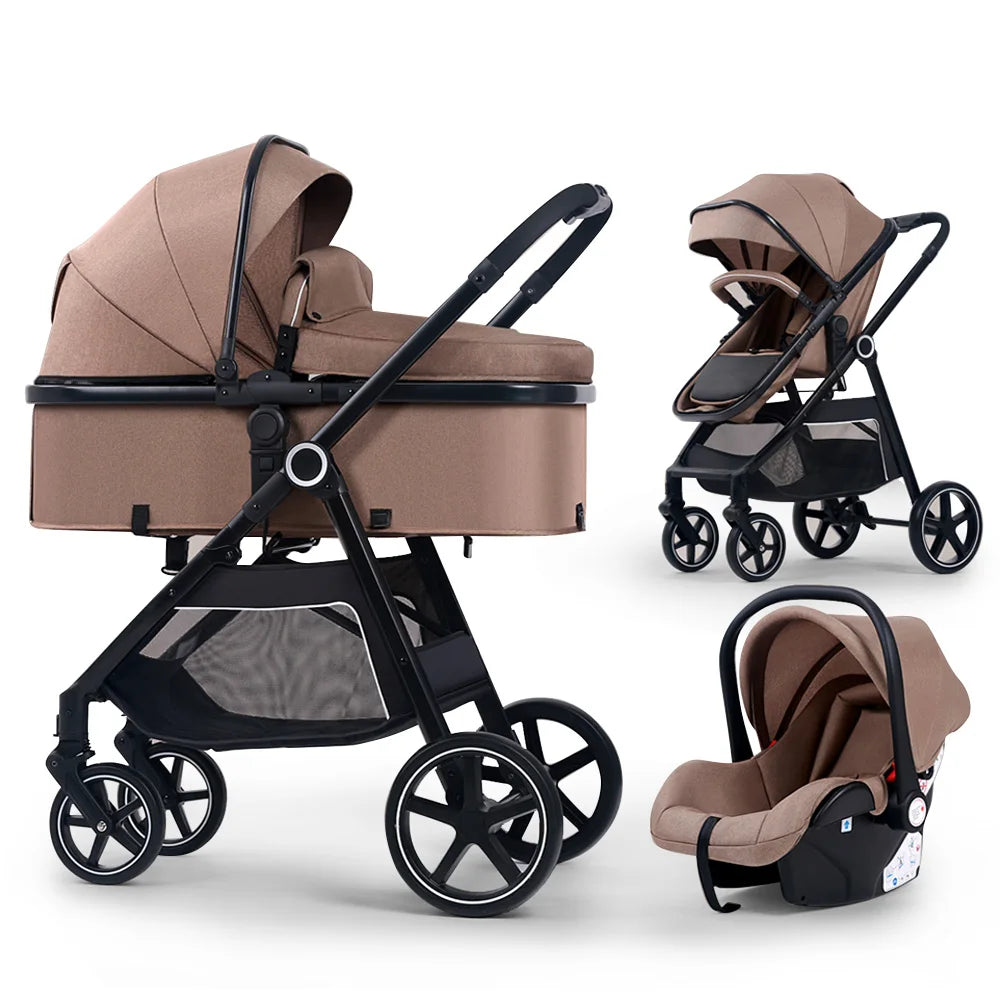 LittleMaylah™ 3-in-1 Baby Stroller & Car Seat Travel System – Luxury Kinderwagen Pram with Carriage