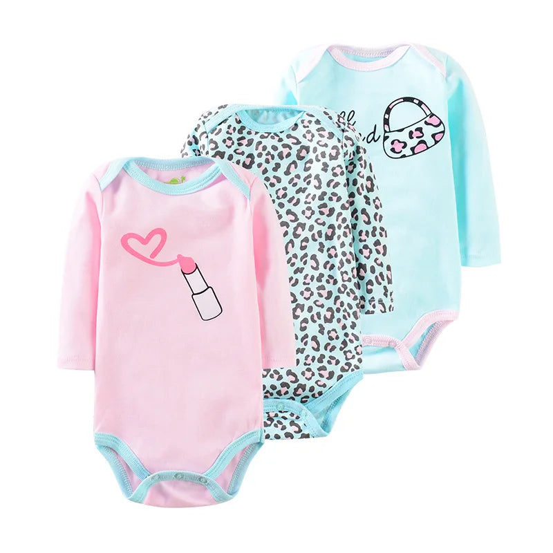LittleMaylah™ 3-Piece Baby Jumpsuit Set – Long Sleeve Cotton Bodysuits for Newborns & Toddlers