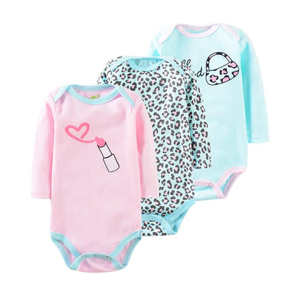 LittleMaylah™ 3-Piece Baby Jumpsuit Set – Long Sleeve Cotton Bodysuits for Newborns & Toddlers
