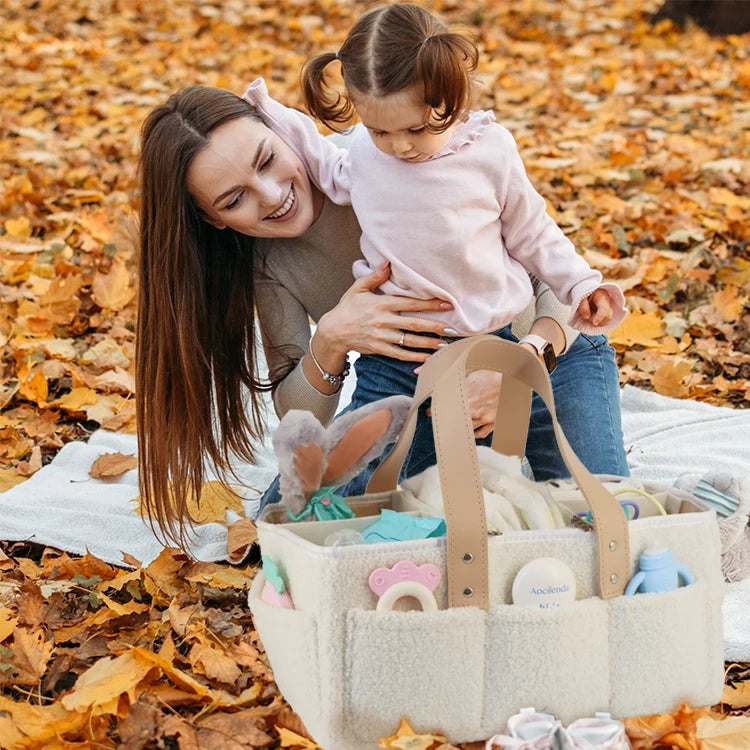LittleMaylah™ Large Teddy Velvet Baby Diaper Caddy