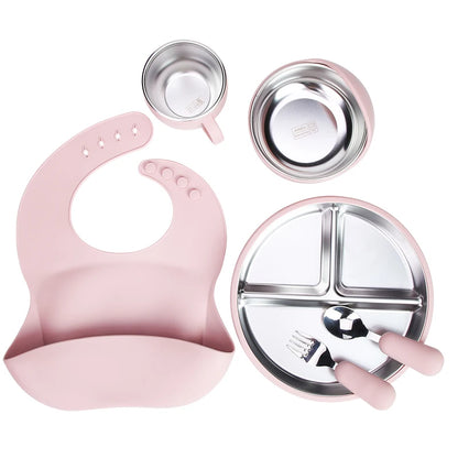 LittleMaylah™ Baby Bib Plates Bowl Spoon Tableware Silicone Baby Feeding Gift Set