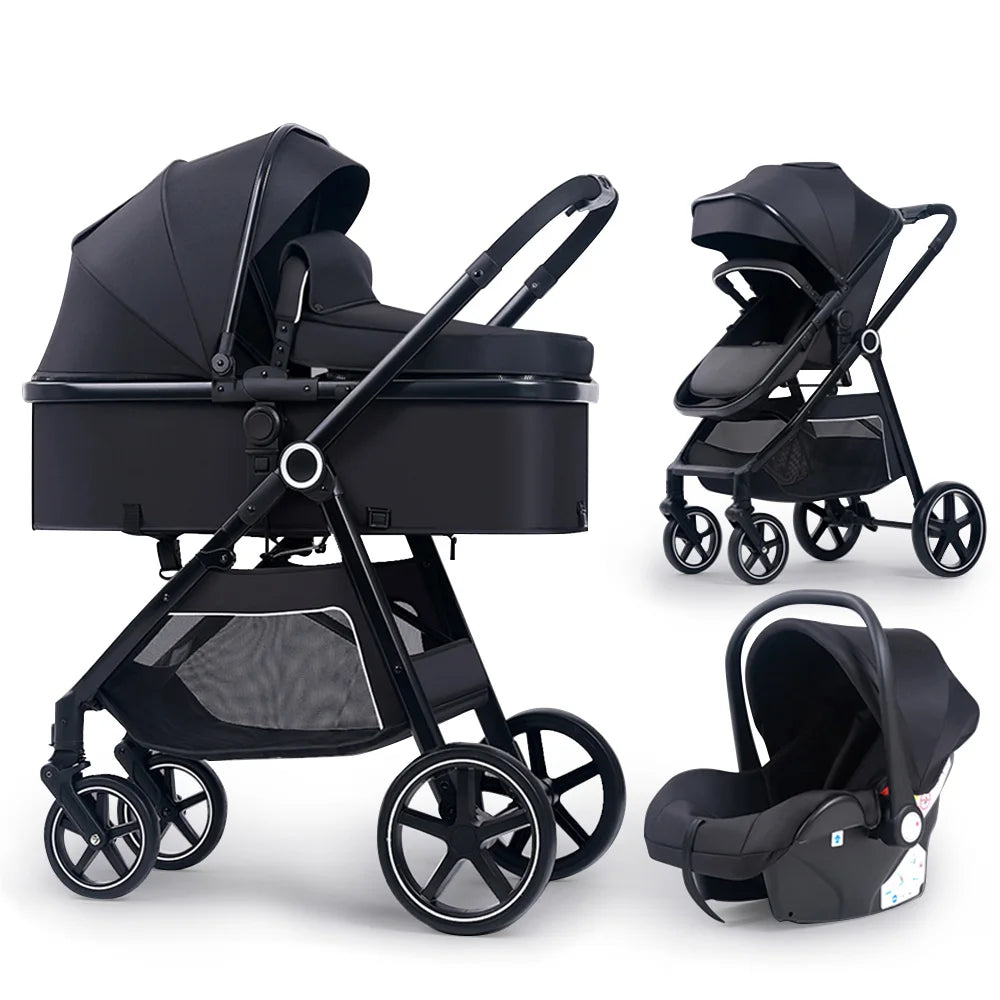 LittleMaylah™ 3-in-1 Baby Stroller & Car Seat Travel System – Luxury Kinderwagen Pram with Carriage