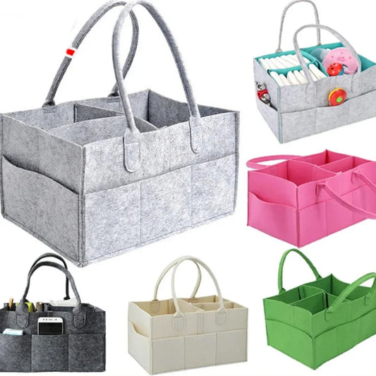 LittleMaylah™ Children's Felt Diaper Storage Bag Baby Miscellaneous Toys Diapers Large Capacity Felt Diaper Bag