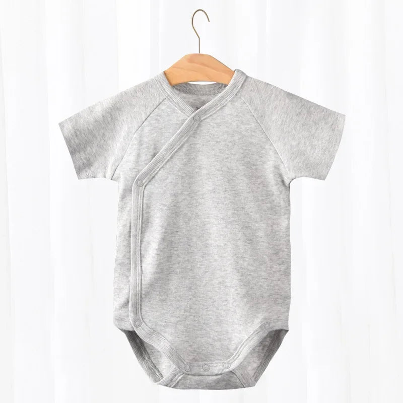 LittleMaylah™ 0-12M Baby White Rompers for Newborn Unisex Organic Cotton Short Sleeve One Piece Bodysuits for Kids Toddler Sleepwear Outfits