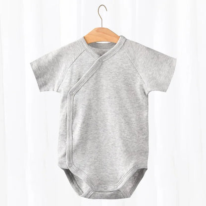 LittleMaylah™ 0-12M Baby White Rompers for Newborn Unisex Organic Cotton Short Sleeve One Piece Bodysuits for Kids Toddler Sleepwear Outfits
