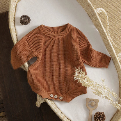 Ma&Baby 0-24M Newborn Infant Baby Girl Boy Romper Knit Jumpsuit Solid Color Warm Fall Winter Clothing Sweater