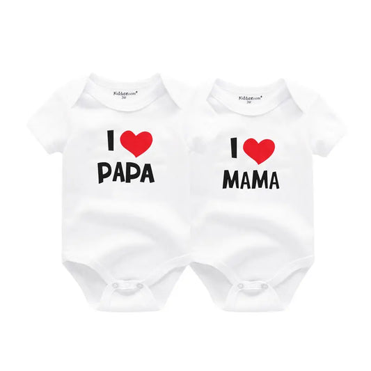 LittleMaylah™ I love Papa Mama Newborn Boy Girl Bodysuits Soft 100%Cotton Baby onesies Twin Clothes