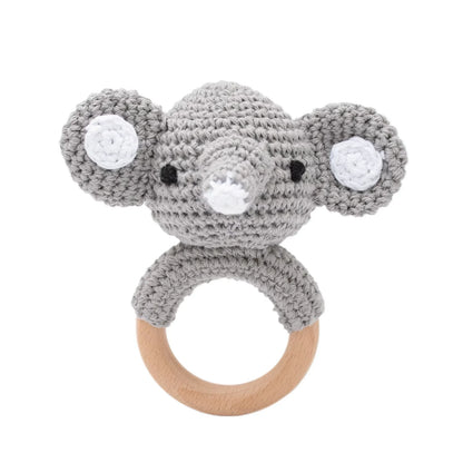 LittleMaylah™ Baby Crochet Rattle Wooden Teether Toy BPA Free Wood Rodent Rabbit Rattle Baby Mobile Play Gym Newborn Educational Music Toys