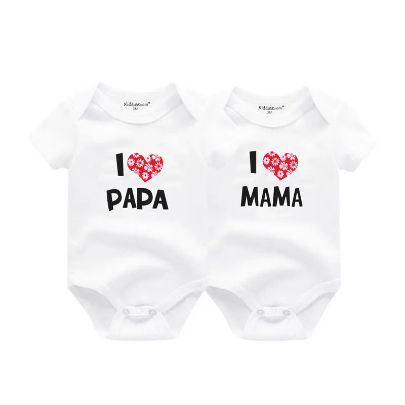 LittleMaylah™ I love Papa Mama Newborn Boy Girl Bodysuits Soft 100%Cotton Baby onesies Twin Clothes