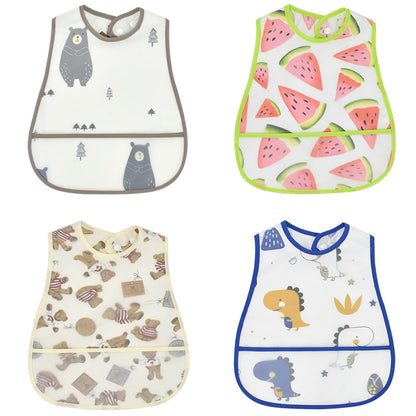 LittleMaylah™ Cartoon Waterproof Baby Bib – Adjustable EVA Feeding Apron with Pocket