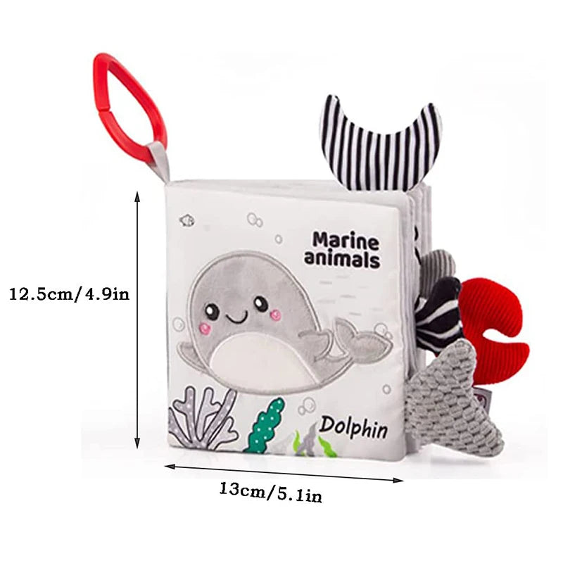 LittleMaylah™ Soft Baby Books 3D Touch Feel High Contrast Cloth Book Sensory Early Learning Stroller Toys for Infant Toddler Gifts 0-12 Months