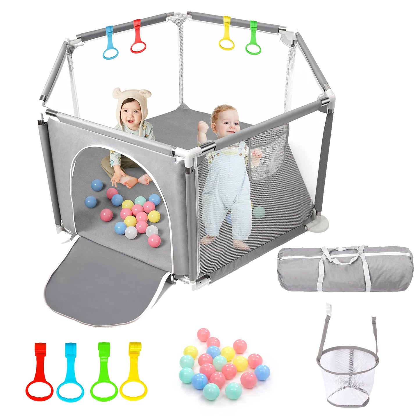 Baby Playpen for Baby and Toddlers, Sturdy Six Sides Play Pen with Breathable Mesh, Kids Activity Play Fence for Indoor Outdoor