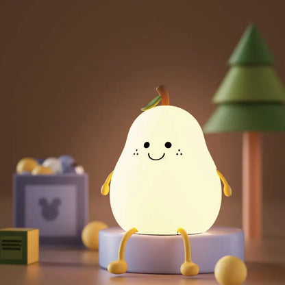 LittleMaylah™ USB Rechargeable Pear Silicone Night Light – Touch Sensor Cat Lamp with Remote