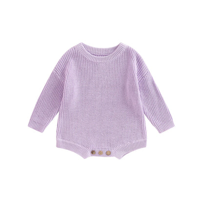 Ma&Baby 0-24M Newborn Infant Baby Girl Boy Romper Knit Jumpsuit Solid Color Warm Fall Winter Clothing Sweater