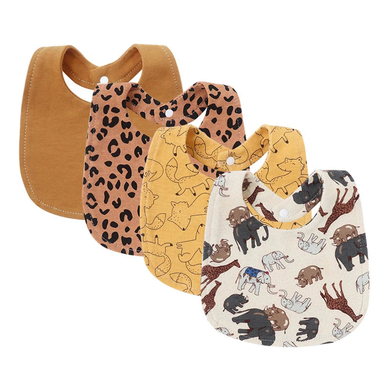 LittleMaylah™ 4Pcs Baby Bibs Burp Clothes Cartoon Newborn Saliva Towels for Girls Boys Cotton Kids Apron Infant Accessories Toddler Bibs Set