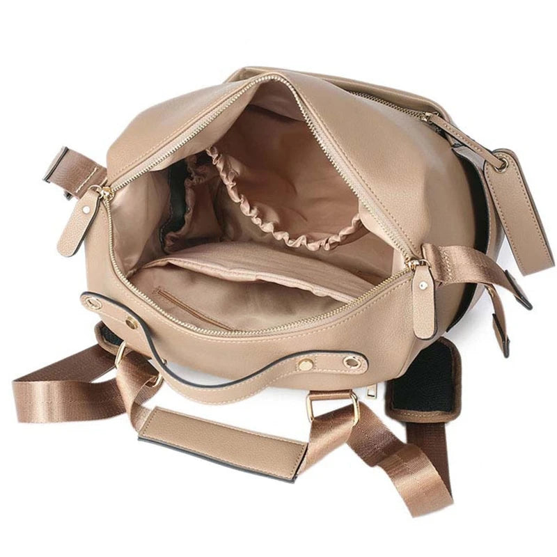 LittleMaylah™ Leather Diaper Bag – Travel Maternity Backpack