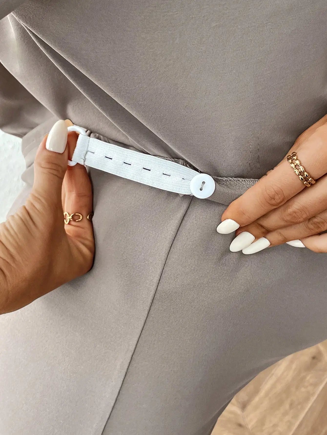 Gray casual pregnant women large size round neck short sleeve nine-point pants home two-piece set