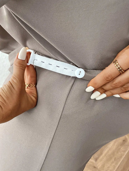 Gray casual pregnant women large size round neck short sleeve nine-point pants home two-piece set