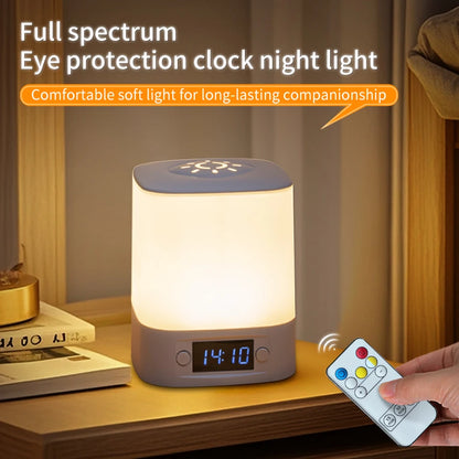 LittleMaylah™ Portable LED Night Light with Clock – Rechargeable Bedside Lamp with Remote