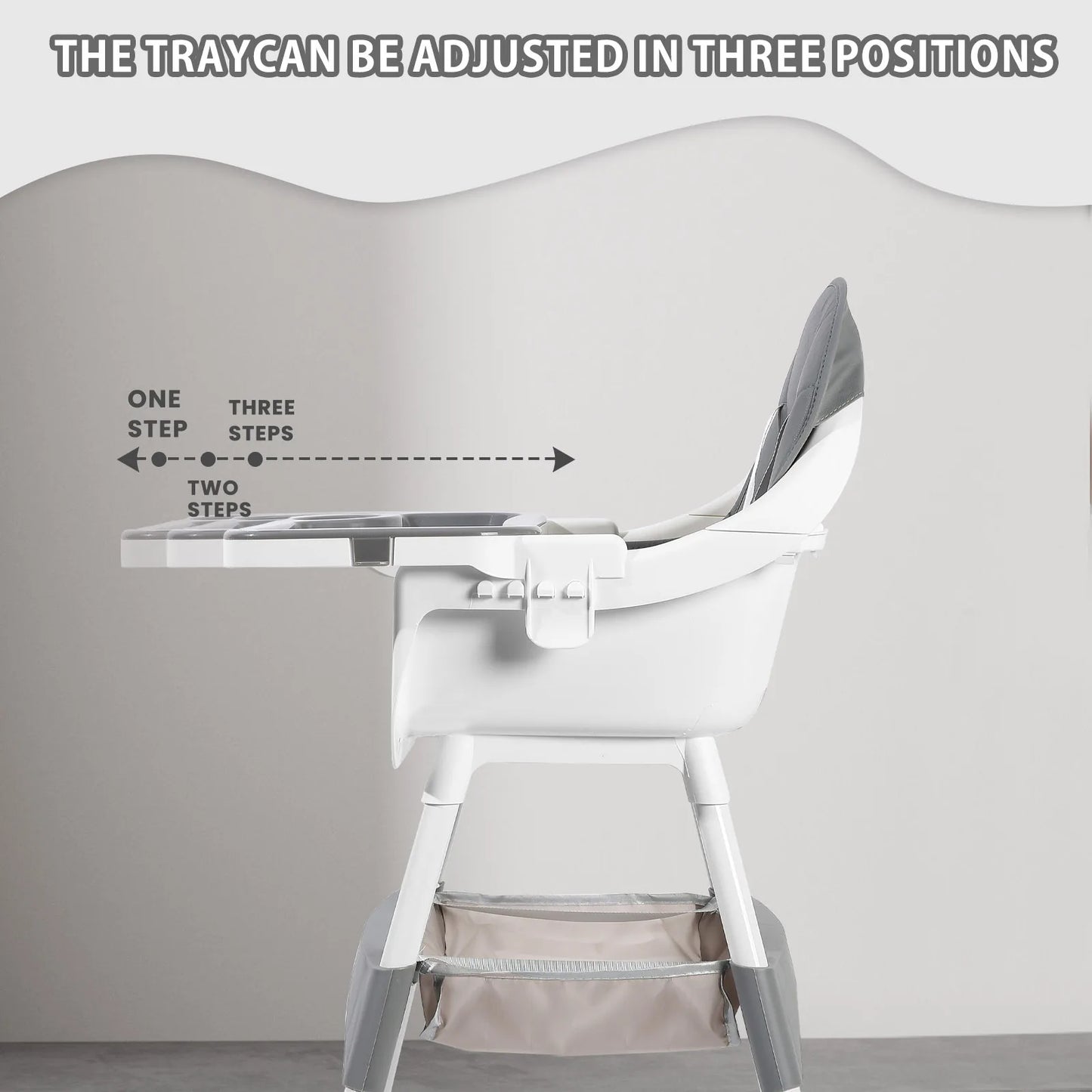 LittleMaylah™ Baby High Chair, Portable Baby Dining Chairs Eat & Play Convertible High Chair with Double-Layer Dinner Plate and Toy Rack
